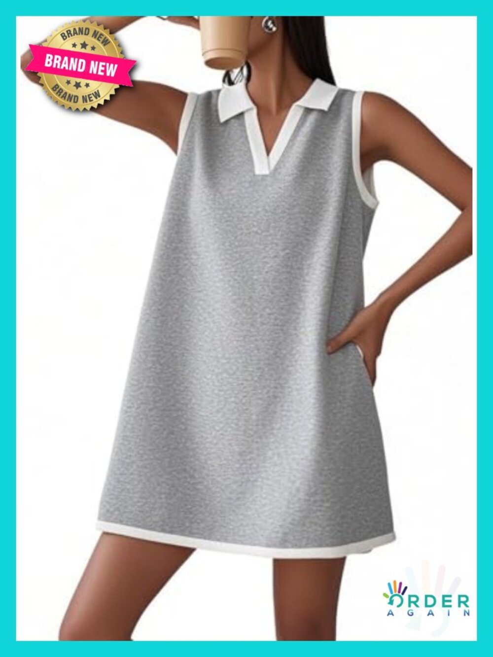 Loose Fit Sleeveless Tennis Golf Mini Dress with Pockets